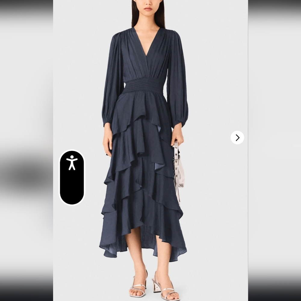 Maje Navy Ruffled‎ Maxi Dress - Picture 12 of 16
